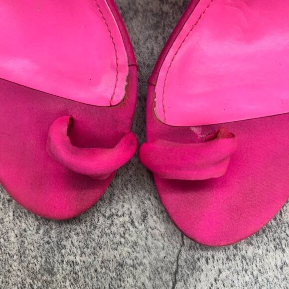 Cape Ribbon Hot Pink Sandal Transparent Heels Womens Size 10M - Picture 7 of 12
